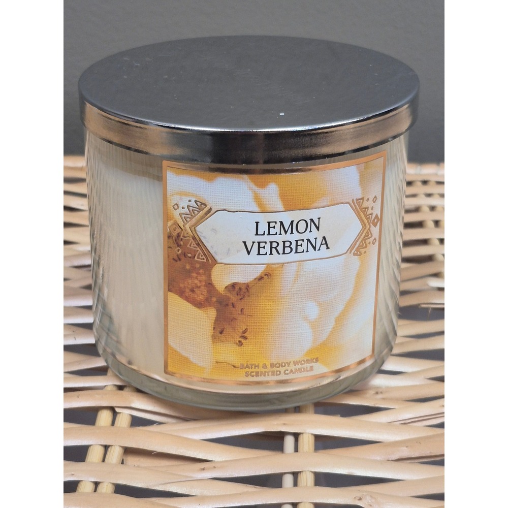 Bath & Body Works Discontinued Lemon Verbena 3 Wick Candle 14.5 Oz Rare Scent